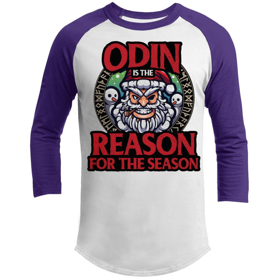 Viking, Norse, Gym t-shirt & apparel, Odin is the reason for the season, FrontT-Shirts[Heathen By Nature authentic Viking products]White/PurpleX-Small