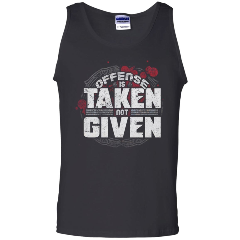 Viking, Norse, Gym t-shirt & apparel, Offense is taken not given, FrontApparel[Heathen By Nature authentic Viking products]Cotton Tank TopBlackS