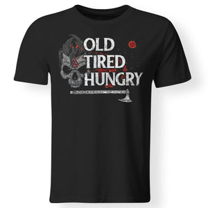 Viking, Norse, Gym t-shirt & apparel, Old Tired Hungry, FrontApparel[Heathen By Nature authentic Viking products]Premium Men T-ShirtBlackS