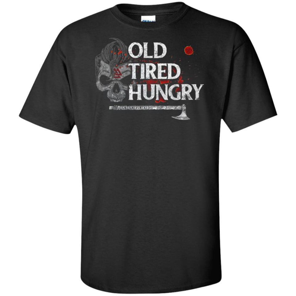 Viking, Norse, Gym t-shirt & apparel, Old Tired Hungry, FrontApparel[Heathen By Nature authentic Viking products]Tall Ultra Cotton T-ShirtBlackXLT