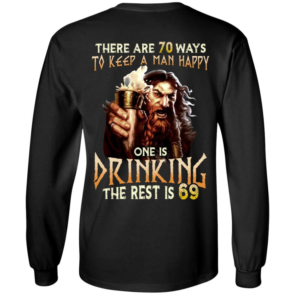 Viking, Norse, Gym t-shirt & apparel, One is drinking, BackApparel[Heathen By Nature authentic Viking products]Long-Sleeve Ultra Cotton T-ShirtBlackS
