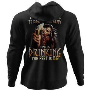 Viking, Norse, Gym t-shirt & apparel, One is drinking, BackApparel[Heathen By Nature authentic Viking products]Unisex Pullover HoodieBlackS