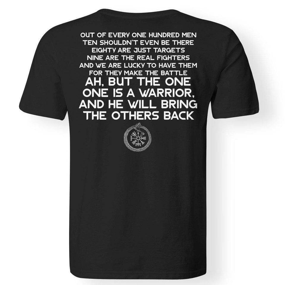 Viking, Norse, Gym t-shirt & apparel, One is warrior, BackApparel[Heathen By Nature authentic Viking products]Gildan Premium Men T-ShirtBlack5XL