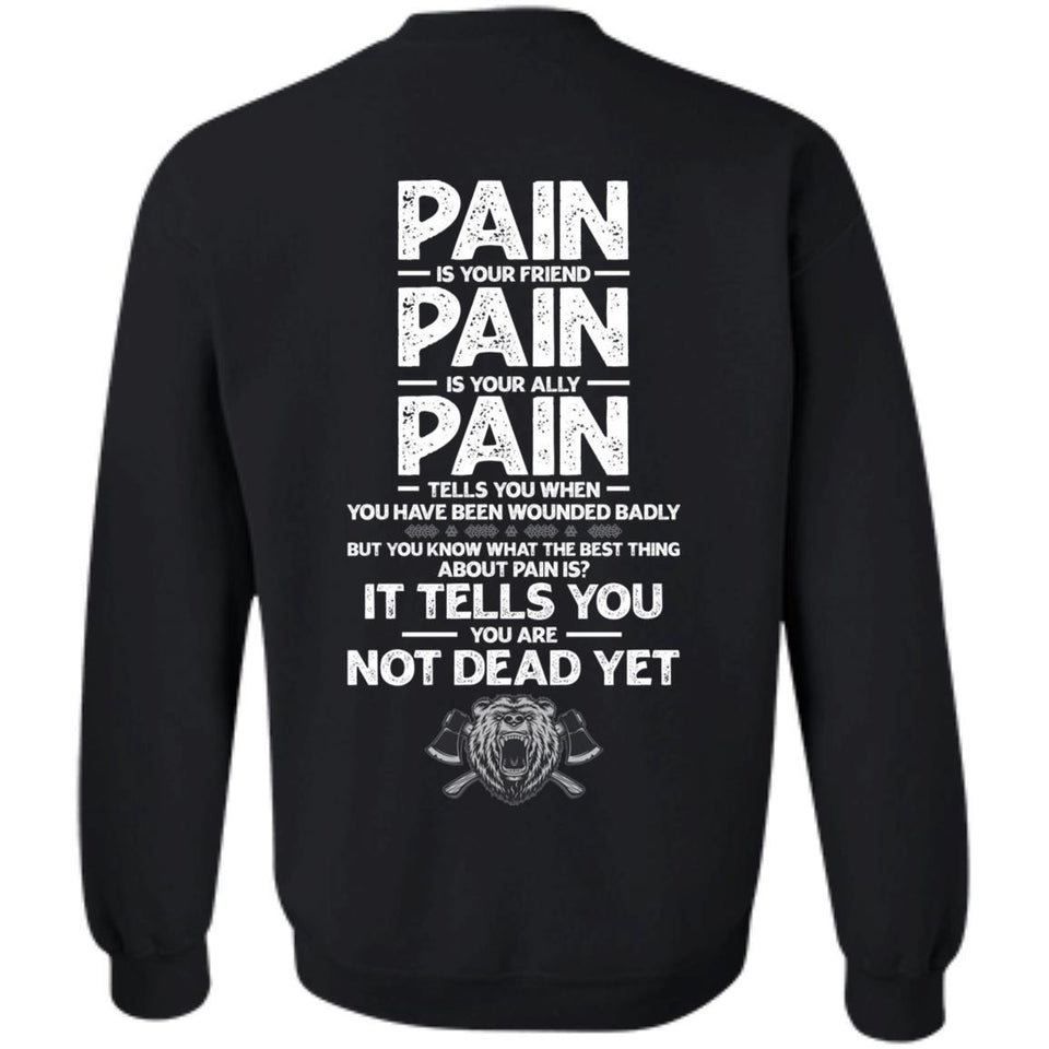Viking, Norse, Gym t-shirt & apparel, Pain, BackApparel[Heathen By Nature authentic Viking products]Unisex Crewneck Pullover SweatshirtBlackS