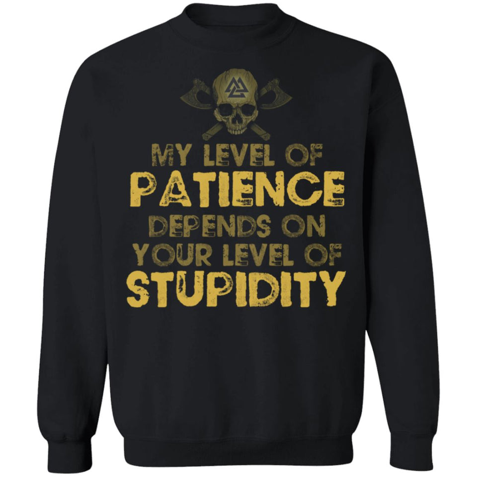 Viking, Norse, Gym t-shirt & apparel, Patience, FrontApparel[Heathen By Nature authentic Viking products]Unisex Crewneck Pullover Sweatshirt 8 oz.BlackS