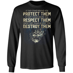 Viking, Norse, Gym t-shirt & apparel, protect, respect, frontApparel[Heathen By Nature authentic Viking products]Long-Sleeve Ultra Cotton T-ShirtBlackS