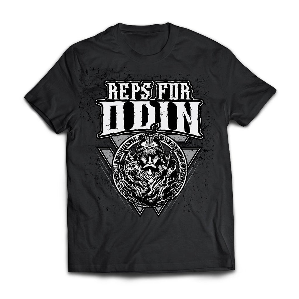 Viking, Norse, Gym t-shirt & apparel, Reps for Odin, frontApparel[Heathen By Nature authentic Viking products]Next Level Premium Short Sleeve T-ShirtBlackX-Small