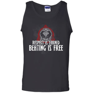 Viking, Norse, Gym t-shirt & apparel, respect is earned, frontApparel[Heathen By Nature authentic Viking products]Cotton Tank TopBlackS
