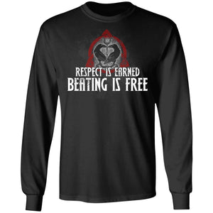 Viking, Norse, Gym t-shirt & apparel, respect is earned, frontApparel[Heathen By Nature authentic Viking products]Long-Sleeve Ultra Cotton T-ShirtBlackS