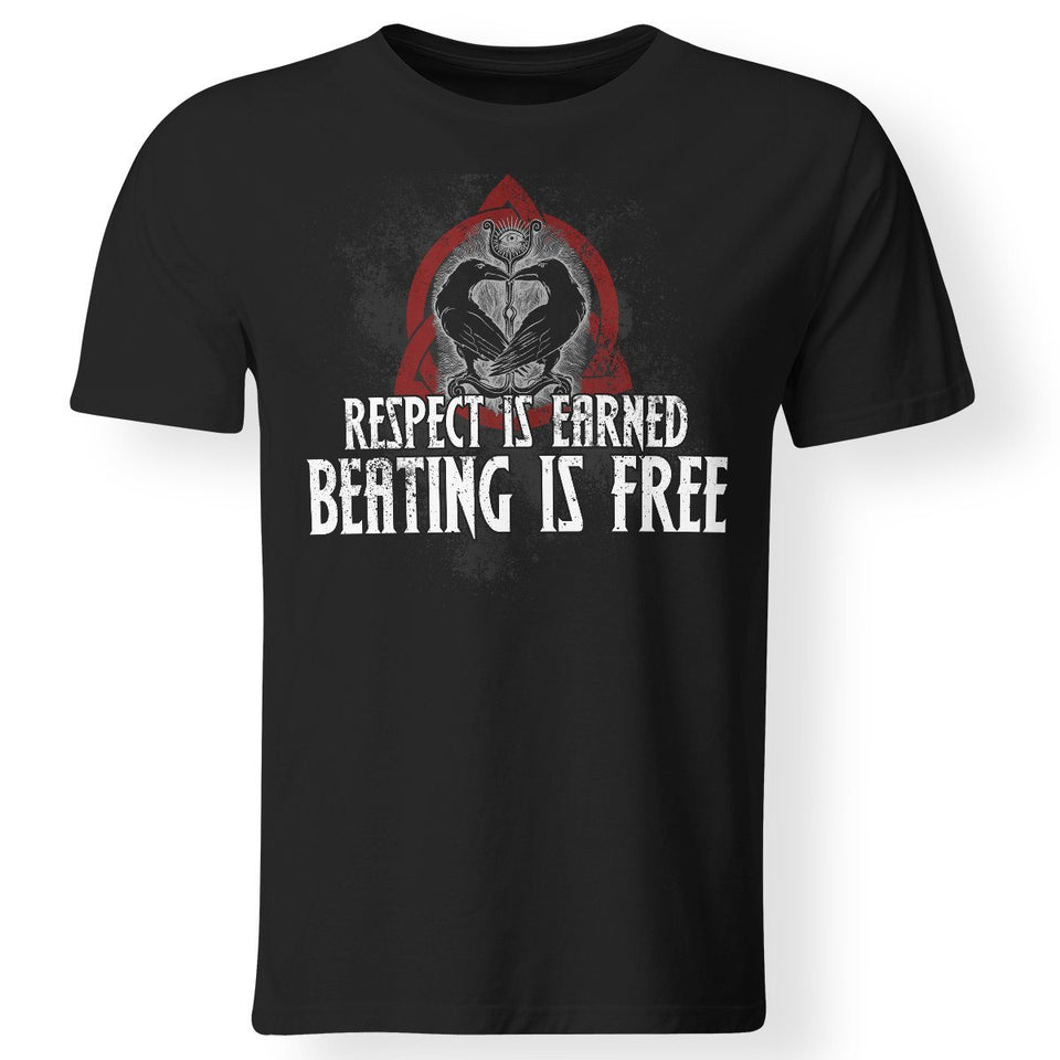 Viking, Norse, Gym t-shirt & apparel, respect is earned, frontApparel[Heathen By Nature authentic Viking products]Premium Men T-ShirtBlackS