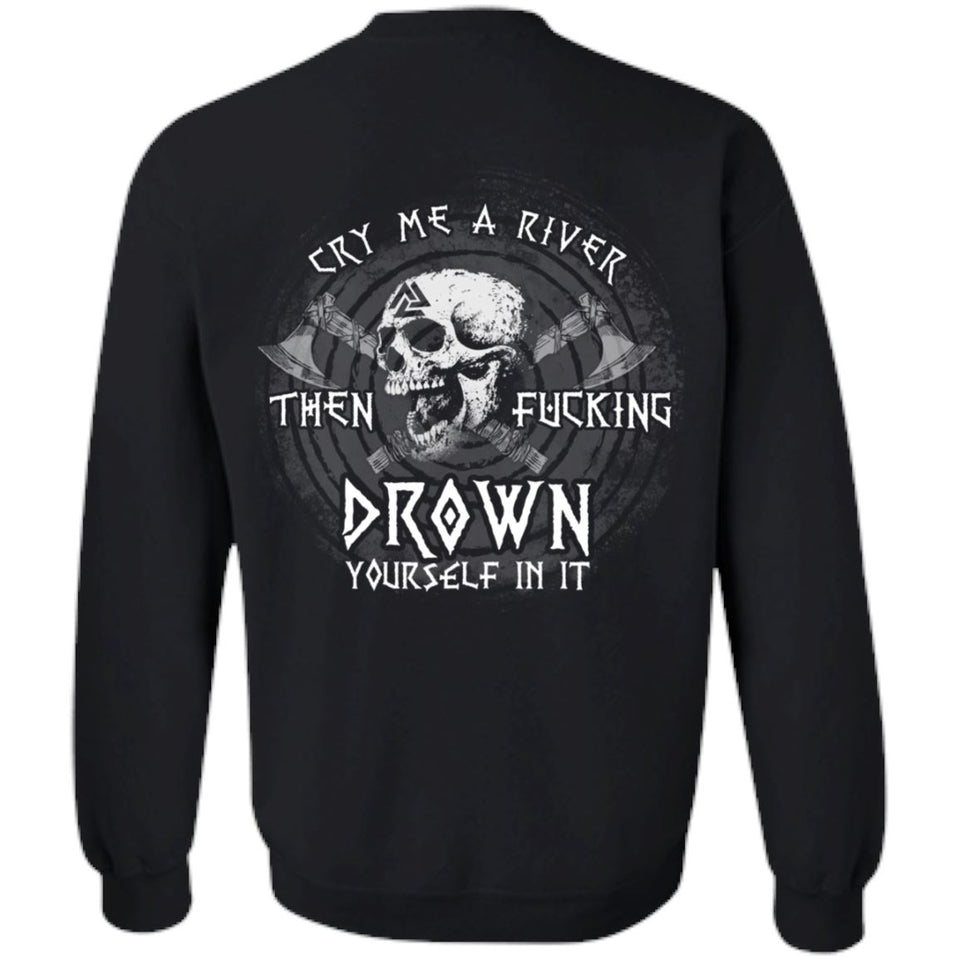 Viking, Norse, Gym t-shirt & apparel, river, drown, backApparel[Heathen By Nature authentic Viking products]Unisex Crewneck Pullover SweatshirtBlackS
