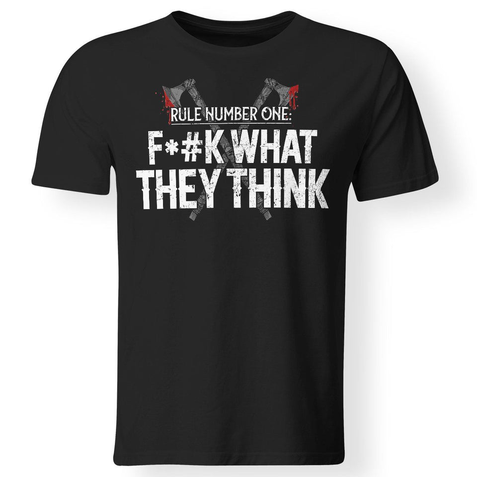 Viking, Norse, Gym t-shirt & apparel, Rule number one fuck what they think, frontApparel[Heathen By Nature authentic Viking products]Premium Men T-ShirtBlackS