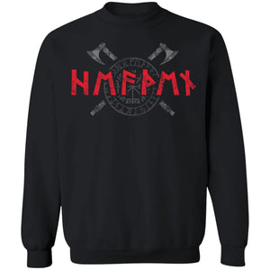 Viking, Norse, Gym t-shirt & apparel, Runes, FrontApparel[Heathen By Nature authentic Viking products]Unisex Crewneck Pullover SweatshirtBlackS
