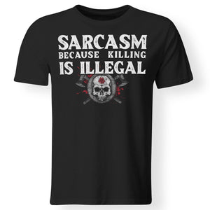 Viking, Norse, Gym t-shirt & apparel, Sacasm because killing is illegal, FrontApparel[Heathen By Nature authentic Viking products]Gildan Premium Men T-ShirtBlack5XL