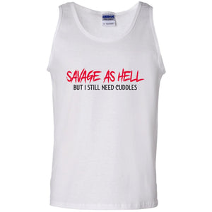 Viking, Norse, Gym t-shirt & apparel, Savage as hell, FrontApparel[Heathen By Nature authentic Viking products]Cotton Tank TopWhiteS
