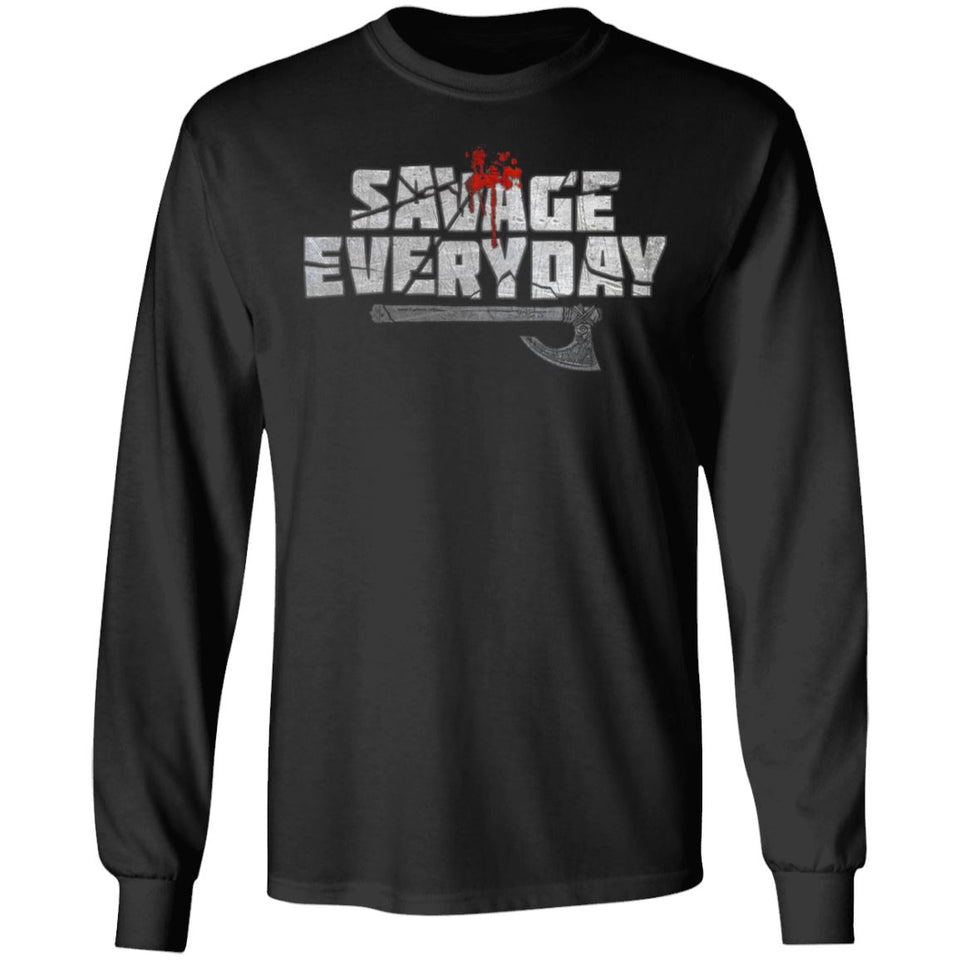 Viking, Norse, Gym t-shirt & apparel, Savage Everyday, FrontApparel[Heathen By Nature authentic Viking products]Long-Sleeve Ultra Cotton T-ShirtBlackS