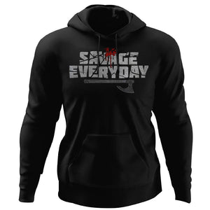 Viking, Norse, Gym t-shirt & apparel, Savage Everyday, FrontApparel[Heathen By Nature authentic Viking products]Unisex Pullover HoodieBlackS