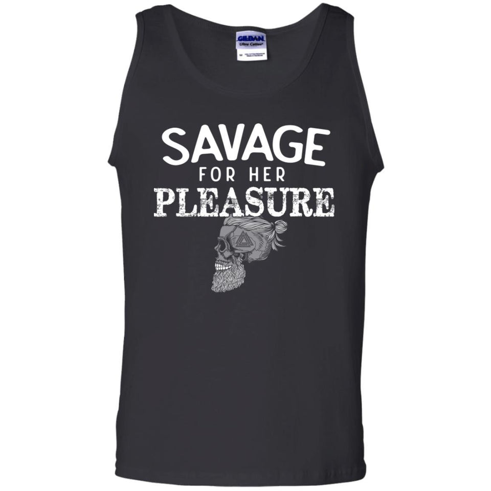 Viking, Norse, Gym t-shirt & apparel, Savage for her pleasure, FrontApparel[Heathen By Nature authentic Viking products]Cotton Tank TopBlackS