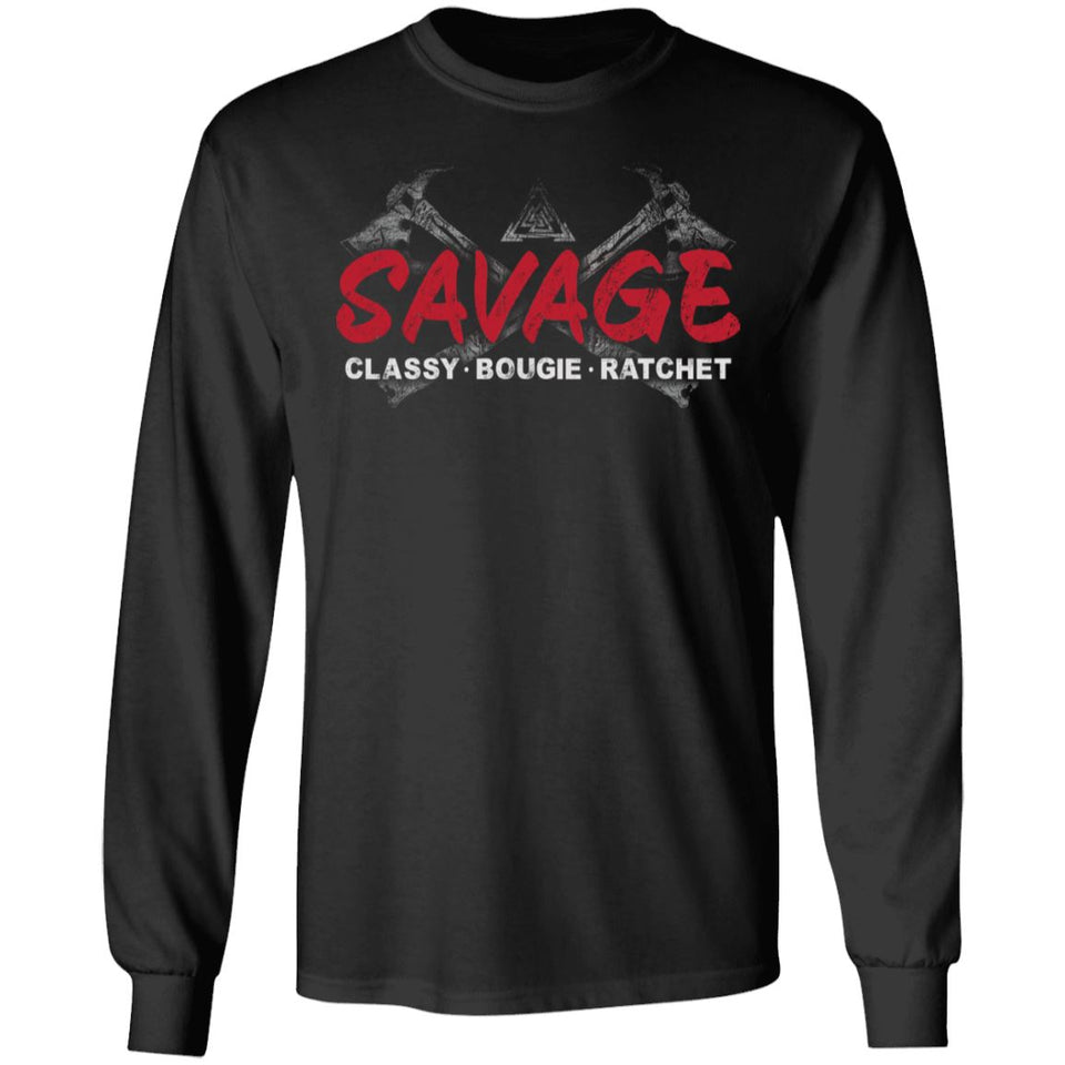 Viking, Norse, Gym t-shirt & apparel, Savage, FrontApparel[Heathen By Nature authentic Viking products]Long-Sleeve Ultra Cotton T-ShirtBlackS