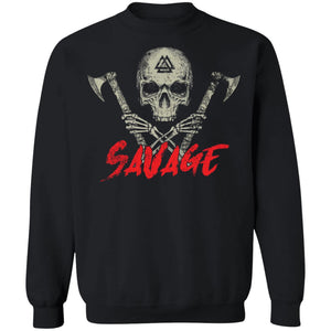 Viking, Norse, Gym t-shirt & apparel, Savage, frontApparel[Heathen By Nature authentic Viking products]Unisex Crewneck Pullover SweatshirtBlackS