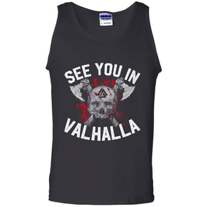 Viking, Norse, Gym t-shirt & apparel, See you in Valhalla, frontApparel[Heathen By Nature authentic Viking products]Cotton Tank TopBlackS