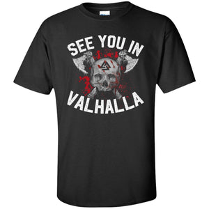 Viking, Norse, Gym t-shirt & apparel, See you in Valhalla, frontApparel[Heathen By Nature authentic Viking products]Tall Ultra Cotton T-ShirtBlackXLT