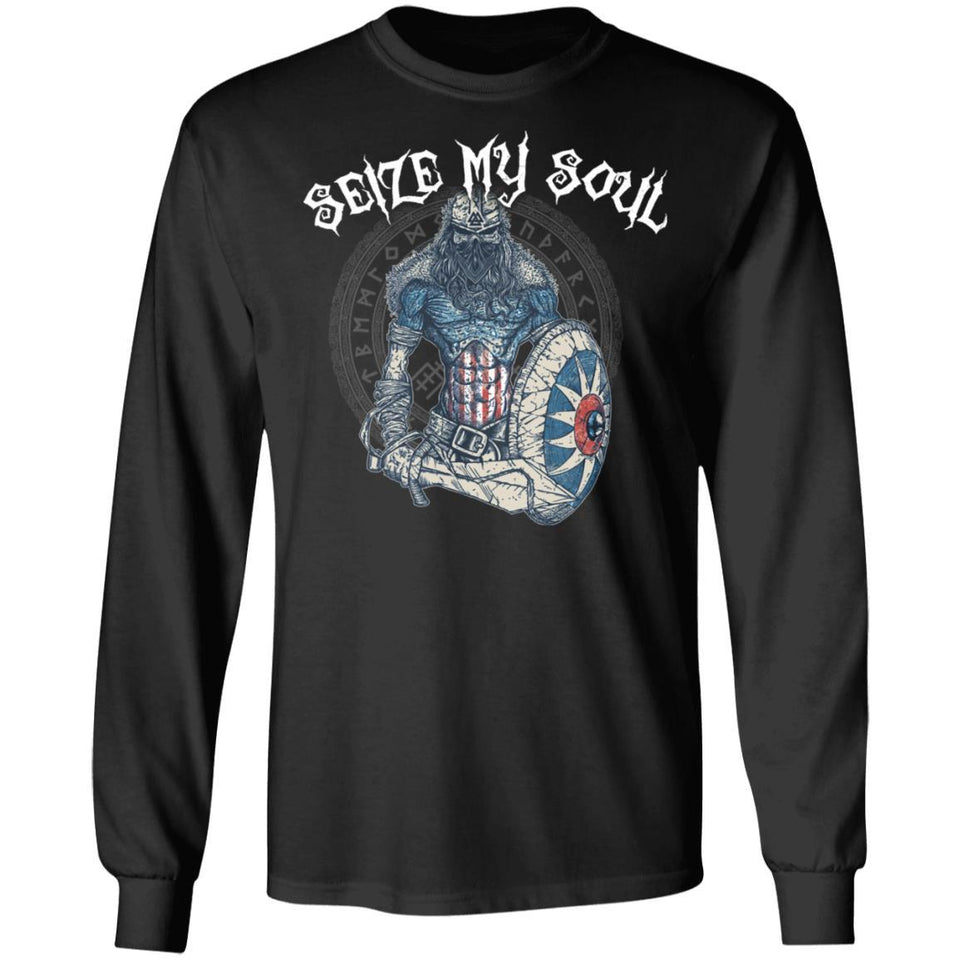 Viking, Norse, Gym t-shirt & apparel, Seize my soul, FrontApparel[Heathen By Nature authentic Viking products]Long-Sleeve Ultra Cotton T-ShirtBlackS