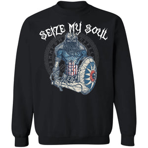 Viking, Norse, Gym t-shirt & apparel, Seize my soul, FrontApparel[Heathen By Nature authentic Viking products]Unisex Crewneck Pullover SweatshirtBlackS