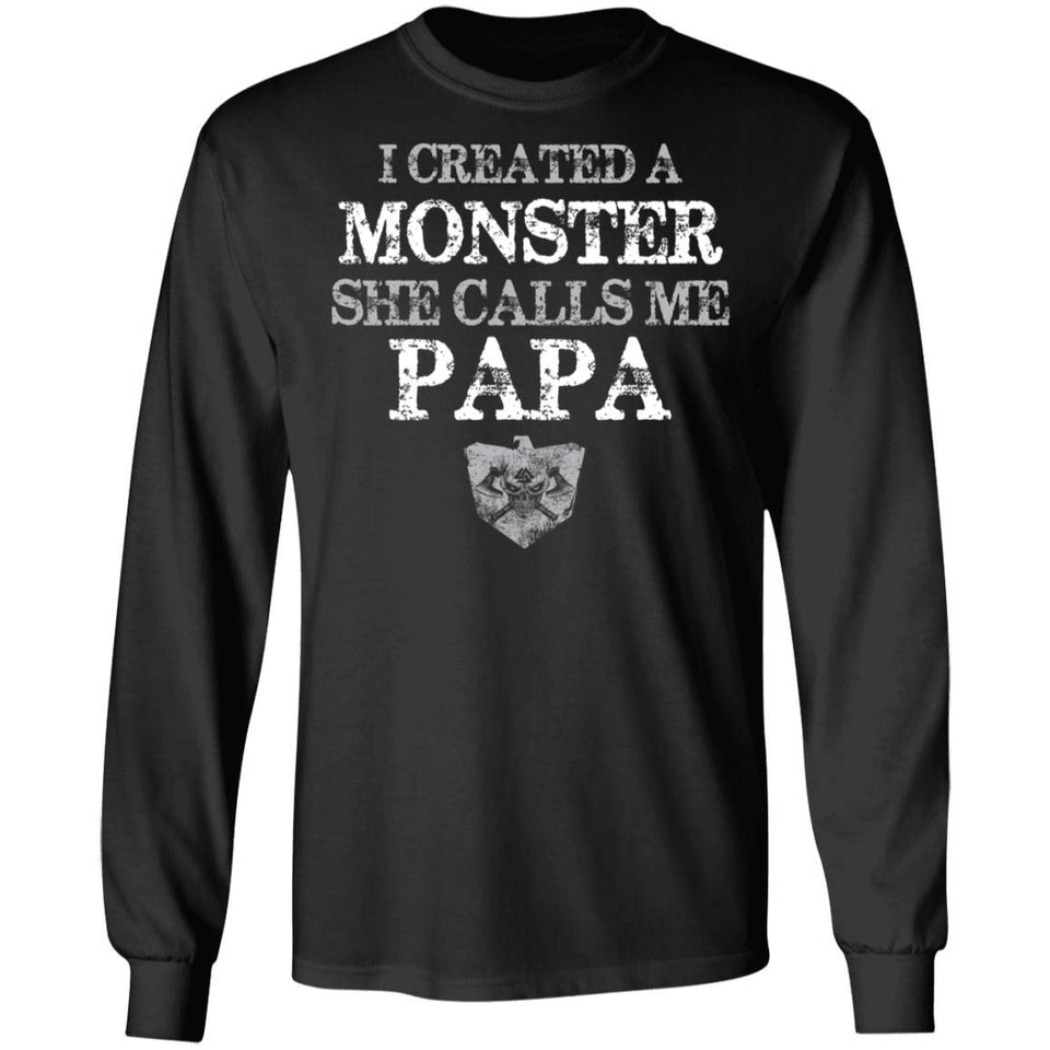 Viking, Norse, Gym t-shirt & apparel, She calls me PAPA, FrontApparel[Heathen By Nature authentic Viking products]Long-Sleeve Ultra Cotton T-ShirtBlackS