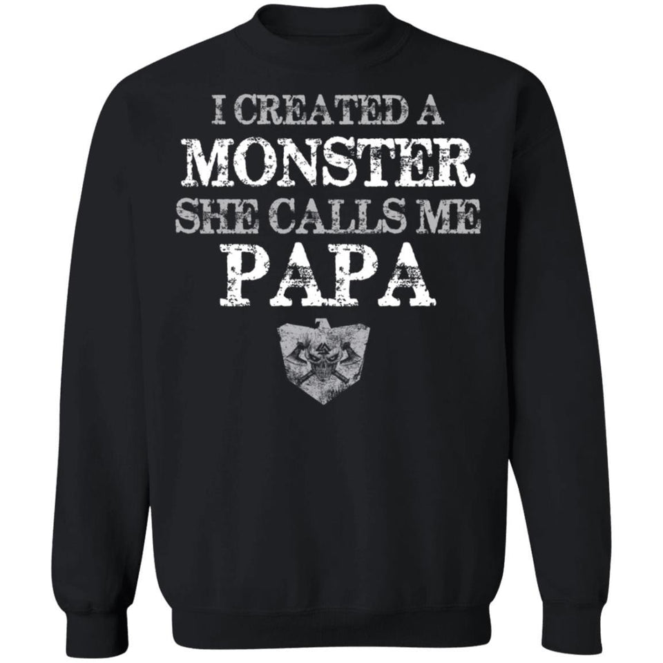 Viking, Norse, Gym t-shirt & apparel, She calls me PAPA, FrontApparel[Heathen By Nature authentic Viking products]Unisex Crewneck Pullover SweatshirtBlackS