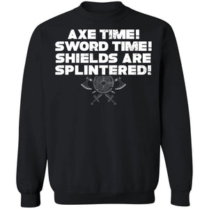 Viking, Norse, Gym t-shirt & apparel, Shields are splintered, FrontApparel[Heathen By Nature authentic Viking products]Unisex Crewneck Pullover SweatshirtBlackS