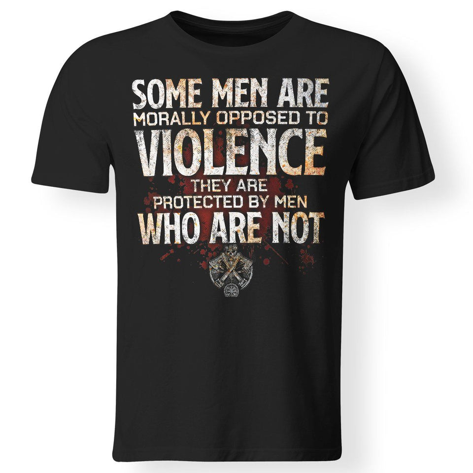 Viking, Norse, Gym t-shirt & apparel, Some men are morally opposed to violence, FrontApparel[Heathen By Nature authentic Viking products]Premium Men T-ShirtBlackS