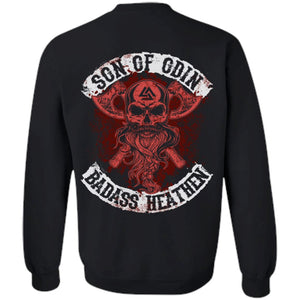 Viking, Norse, Gym t-shirt & apparel, Son of Odin, BackApparel[Heathen By Nature authentic Viking products]Unisex Crewneck Pullover SweatshirtBlackS