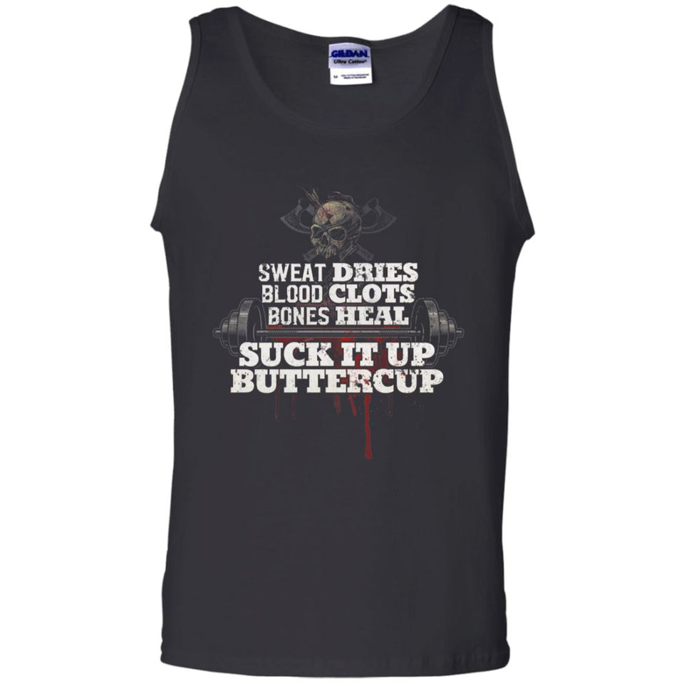 Viking, Norse, Gym t-shirt & apparel, Suck It Up Buttercup, FrontApparel[Heathen By Nature authentic Viking products]Cotton Tank TopBlackS