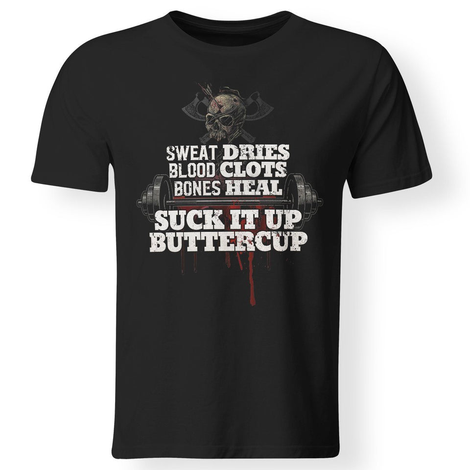 Viking, Norse, Gym t-shirt & apparel, Suck It Up Buttercup, FrontApparel[Heathen By Nature authentic Viking products]Premium Men T-ShirtBlackS