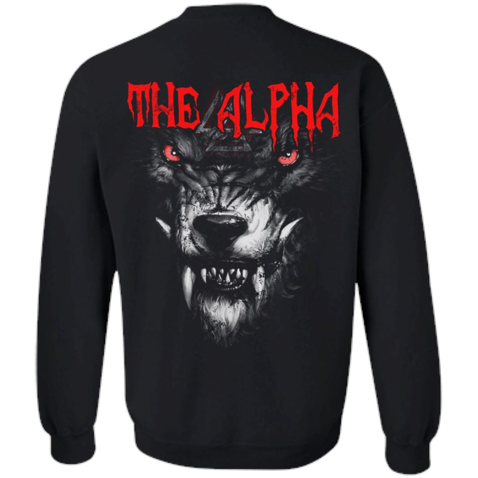 Viking, Norse, Gym t-shirt & apparel, The Alpha, BackApparel[Heathen By Nature authentic Viking products]Unisex Crewneck Pullover SweatshirtBlackS