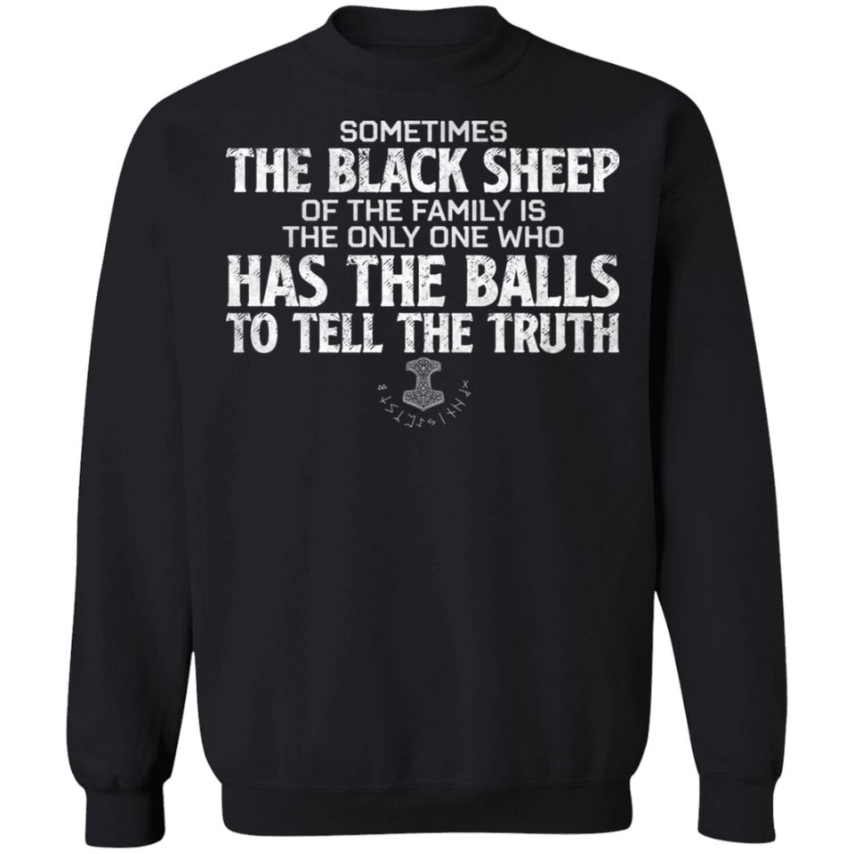 Viking, Norse, Gym t-shirt & apparel, The Black Sheep, FrontApparel[Heathen By Nature authentic Viking products]Unisex Crewneck Pullover SweatshirtBlackS