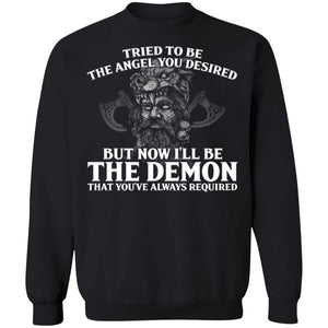 Viking, Norse, Gym t-shirt & apparel, The Demon, FrontApparel[Heathen By Nature authentic Viking products]Unisex Crewneck Pullover Sweatshirt 8 oz.BlackS