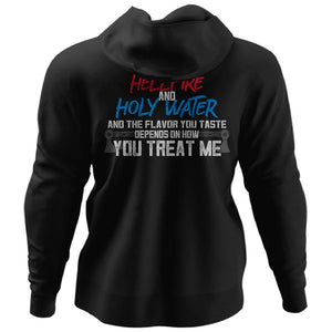 Viking, Norse, Gym t-shirt & apparel, The flavor you taste depends on how you treat me, BackApparel[Heathen By Nature authentic Viking products]Unisex Pullover HoodieBlackS