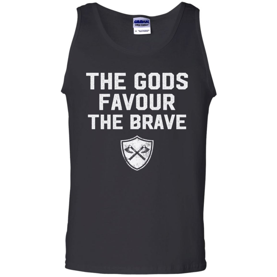 Viking, Norse, Gym t-shirt & apparel, The Gods favour the brave, FrontApparel[Heathen By Nature authentic Viking products]Cotton Tank TopBlackS