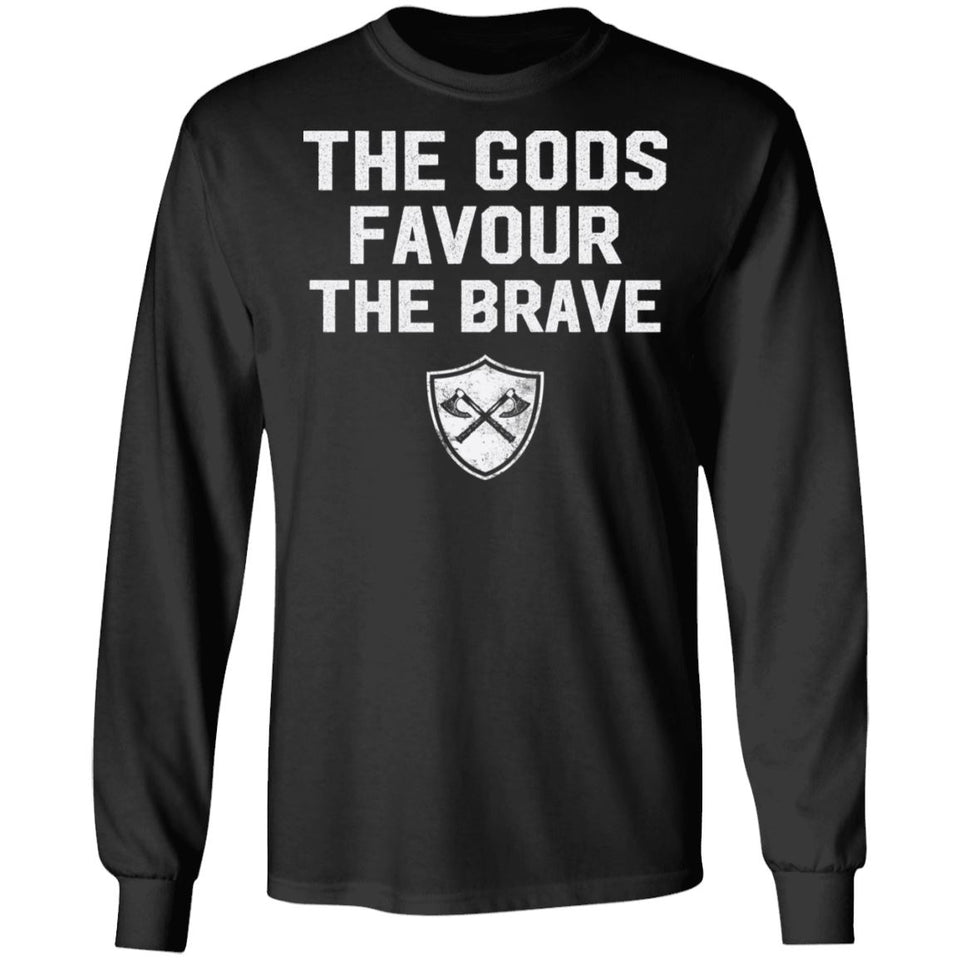 Viking, Norse, Gym t-shirt & apparel, The Gods favour the brave, FrontApparel[Heathen By Nature authentic Viking products]Long-Sleeve Ultra Cotton T-ShirtBlackS
