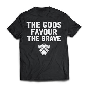 Viking, Norse, Gym t-shirt & apparel, The Gods favour the brave, FrontApparel[Heathen By Nature authentic Viking products]Next Level Premium Short Sleeve T-ShirtBlackX-Small