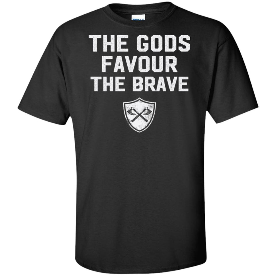 Viking, Norse, Gym t-shirt & apparel, The Gods favour the brave, FrontApparel[Heathen By Nature authentic Viking products]Tall Ultra Cotton T-ShirtBlackXLT
