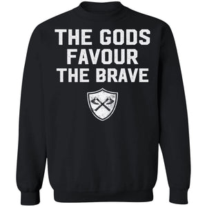 Viking, Norse, Gym t-shirt & apparel, The Gods favour the brave, FrontApparel[Heathen By Nature authentic Viking products]Unisex Crewneck Pullover SweatshirtBlackS