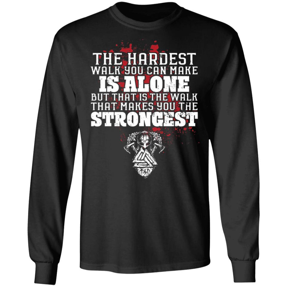 Viking, Norse, Gym t-shirt & apparel, The hardest walk you can make, FrontApparel[Heathen By Nature authentic Viking products]Long-Sleeve Ultra Cotton T-ShirtBlackS