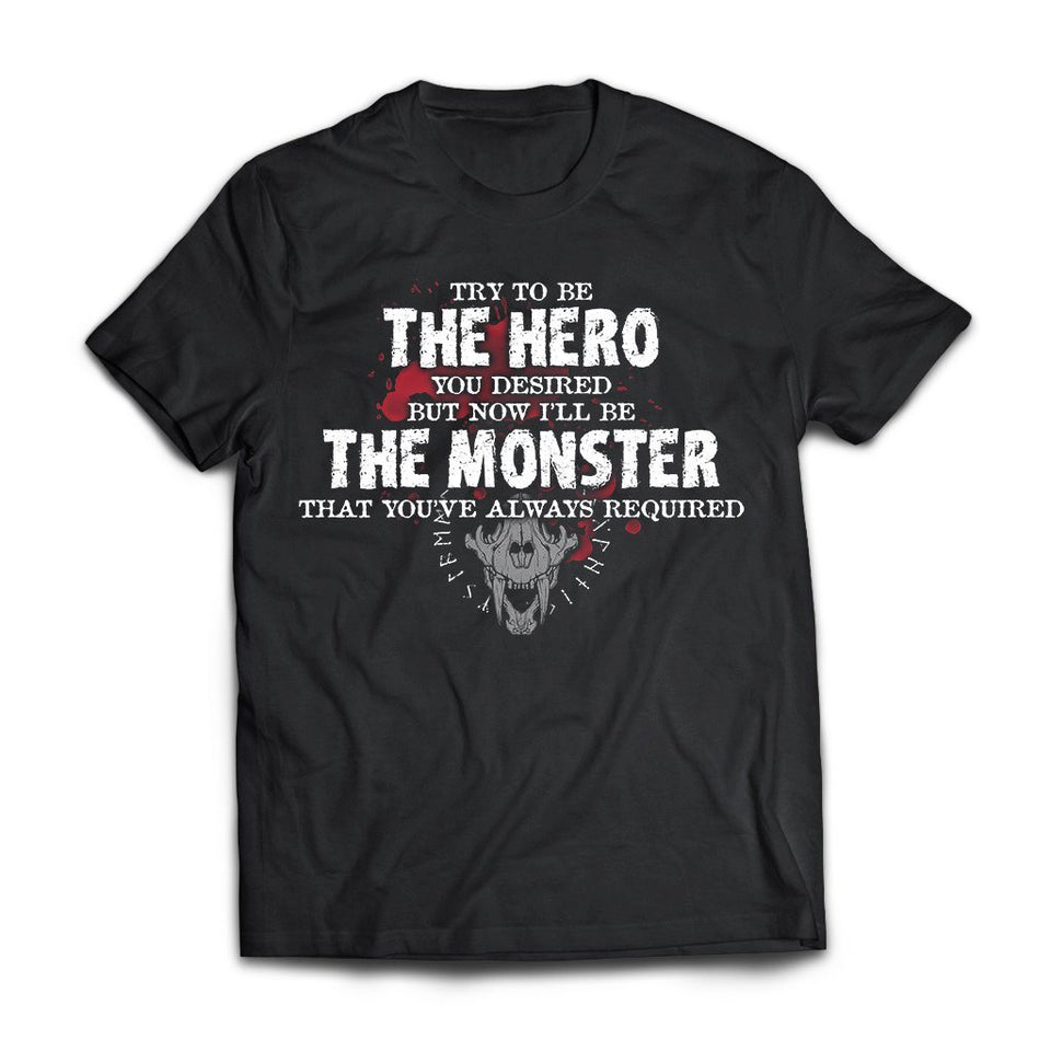 Viking, Norse, Gym t-shirt & apparel, The Monster, FrontApparel[Heathen By Nature authentic Viking products]Next Level Premium Short Sleeve T-ShirtBlackX-Small