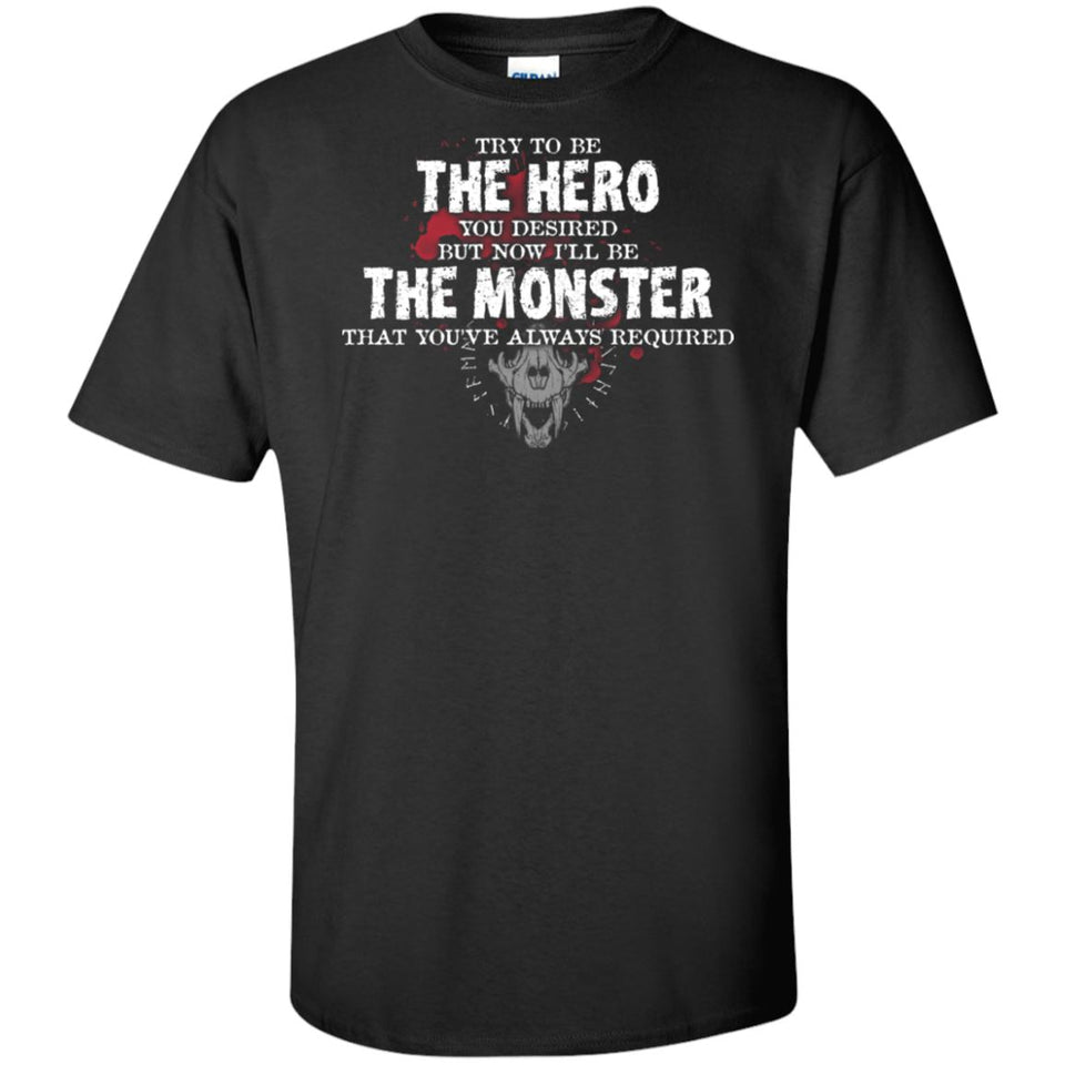 Viking, Norse, Gym t-shirt & apparel, The Monster, FrontApparel[Heathen By Nature authentic Viking products]Tall Ultra Cotton T-ShirtBlackXLT