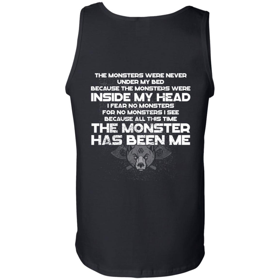 Viking, Norse, Gym t-shirt & apparel, The monster has been me, BackApparel[Heathen By Nature authentic Viking products]Cotton Tank TopBlackS