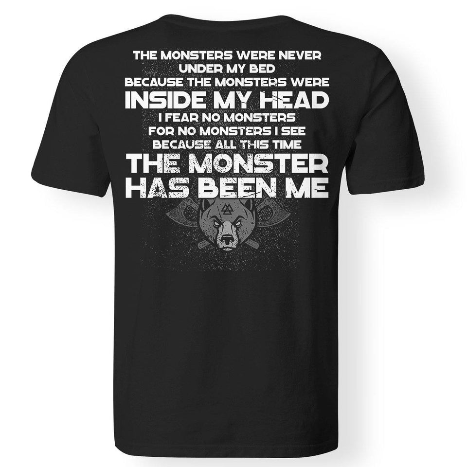 Viking, Norse, Gym t-shirt & apparel, The monster has been me, BackApparel[Heathen By Nature authentic Viking products]Gildan Premium Men T-ShirtBlack5XL