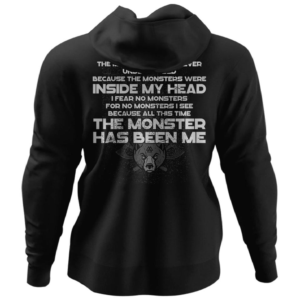 Viking, Norse, Gym t-shirt & apparel, The monster has been me, BackApparel[Heathen By Nature authentic Viking products]Unisex Pullover HoodieBlackS